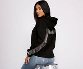 Sweat à capuche à franges en strass Glam